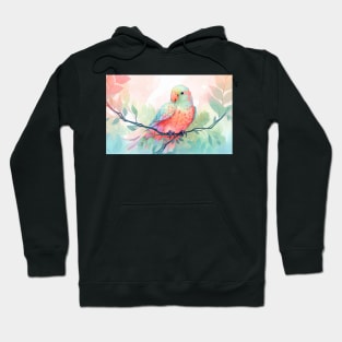 Whimsical and Cute Watercolor Bird Hoodie